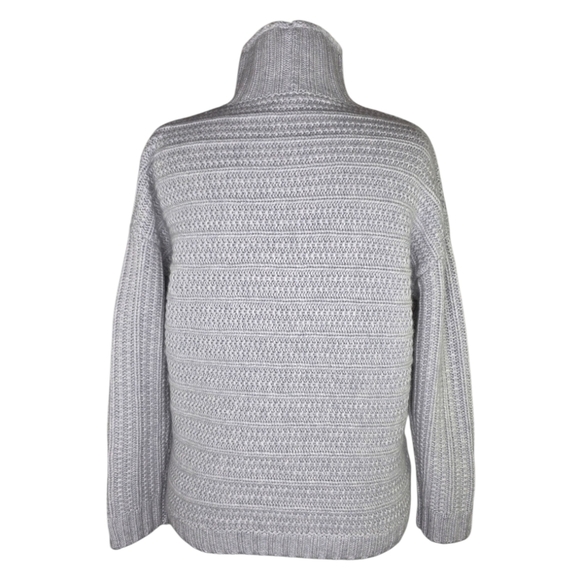 Garnet Hill 100% Cashmere Gray Chunky Knit Turtleneck Sweater Women’s M NWOT - Picture 4 of 7